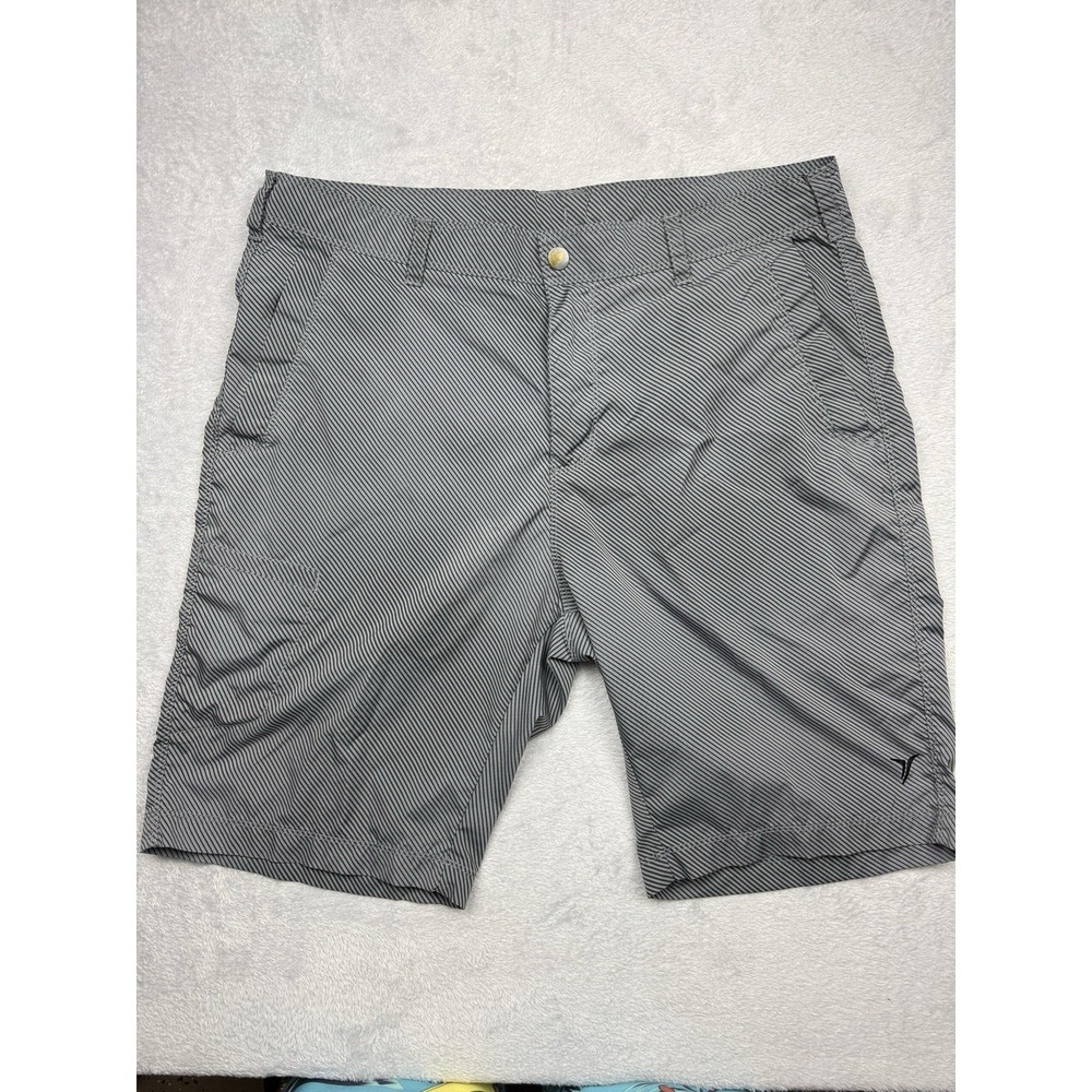 Old Navy Active Men's Gray/Black Striped Athletic Shorts L 9" Inseam Pockets